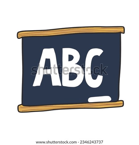 Chalk board ABC letters and chalk. School doodle color element. Education back to school clip art
