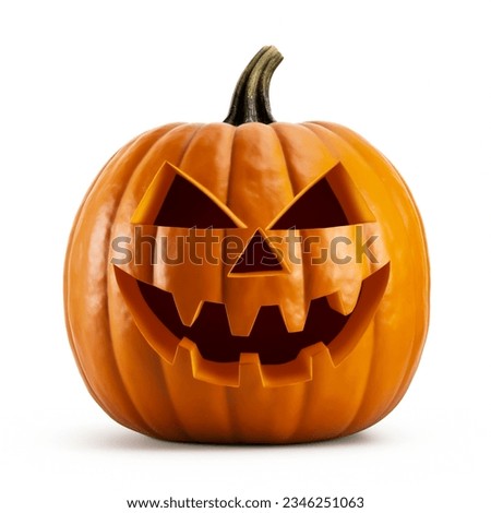 Halloween Jack o Lantern Pumpkin with a spooky face. Isolated on a white background Royalty-Free Stock Photo #2346251063