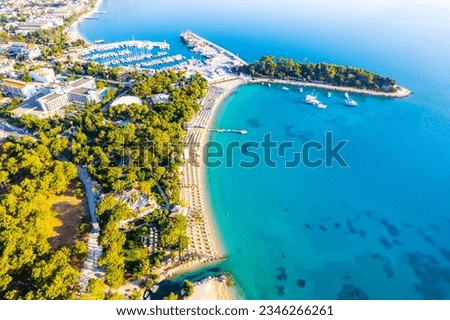 Kemer, Antalya, Turkey. Aerial view of Moonlight Beach in Kemer. Beautiful turquoise colors of Mediterranean sea. Drone shot. Royalty-Free Stock Photo #2346266261