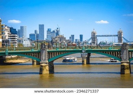 London bridge an Tower bridge over Thames river view, capital of United Kingdom