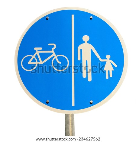 road sign isolated for bikes and pedestrians