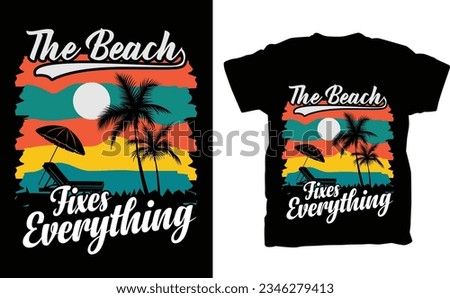 summertime t-shirt design, summer holiday design, The beach t-shirt design
