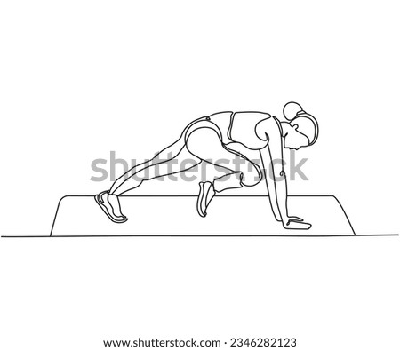 Mountain climber exercise Line Drawing, Mountain climber exercise one line art, Mountain climber exercise, Continuous one line drawing, work out clip art,  workout fitness, Outline exercise clipart