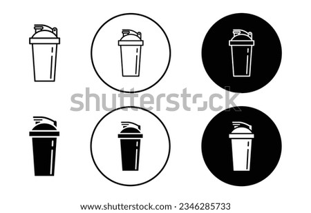 GYM Protein drink Shaker cup vector icon set. blender cup vector symbol in black color. Royalty-Free Stock Photo #2346285733