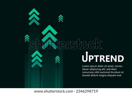 Rise Moving Digital Green Arrows in Uptrend. Dynamic uptrend: Moving green arrows rise, symbolizing growth. Vector illustration portrays positive market movement and upward trajectory. Royalty-Free Stock Photo #2346298719