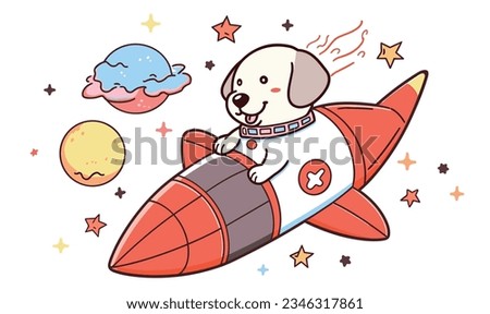 Cartoon Rocket and Adorable Puppy: Creative World of Children's Art