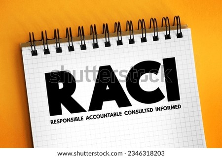 RACI Responsibility Matrix - Responsible, Accountable, Consulted, Informed mind map acronym, business concept for presentations and reports Royalty-Free Stock Photo #2346318203