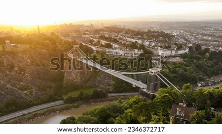 Clifton Suspension bridge during sunrise Royalty-Free Stock Photo #2346372717