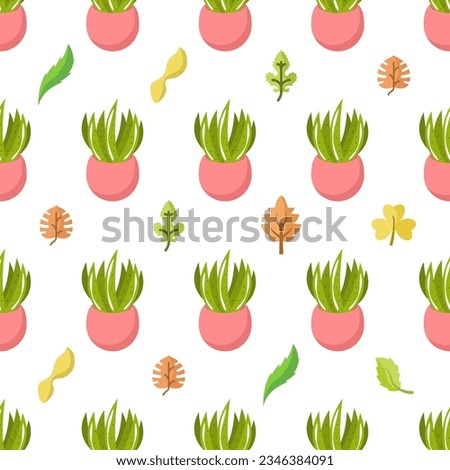 Seamless Pattern Abstract Elements Different Cactus Plant Botanic Vector Design Style Background Illustration Texture For Prints Textiles, Clothing, Gift Wrap, Wallpaper, Pastel