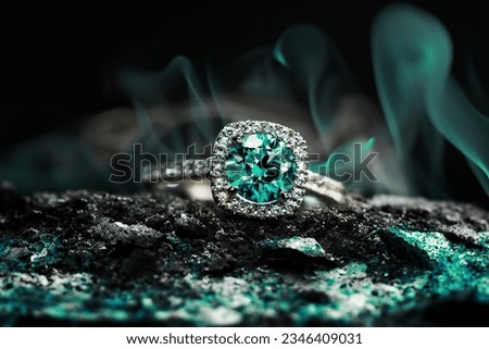 Emerald Ring on Abstract Background Royalty-Free Stock Photo #2346409031