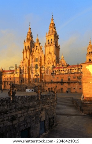 Cathedral at sunset, Santiago de Compostela, A Coruna, Galicia, Spain Royalty-Free Stock Photo #2346421015