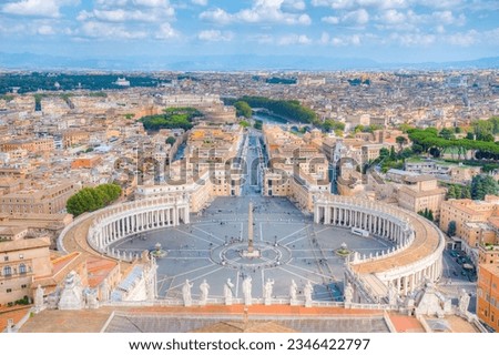 Aerial view of Saint Peter square in Vatican. Royalty-Free Stock Photo #2346422797