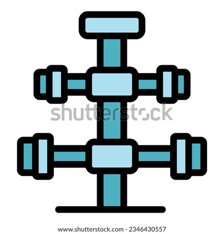 Dumbbell rack icon outline vector. Gym exercise. Fitness workout color flat