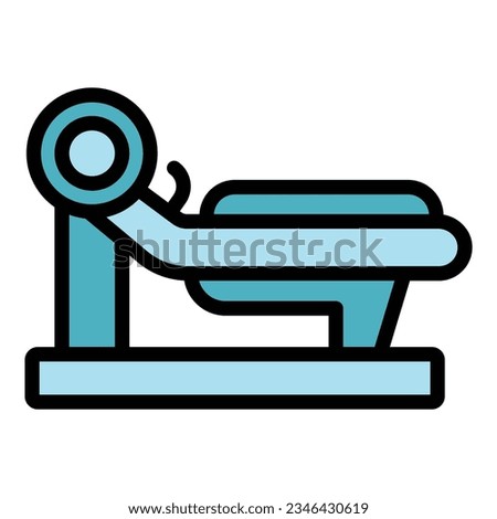 Gym bench icon outline vector. Exercise equipment. Training sport color flat