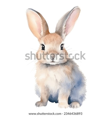 Watercolor bunny. Vector illustration with hand drawn rabbit, easter bunny. Clip art image.