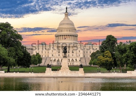 The United States Capitol building at sunrise, Washington DC, USA. Royalty-Free Stock Photo #2346441271