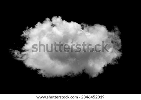 Collections of separate white clouds on a black background have real clouds. White cloud isolated on a black background realistic cloud. white fluffy cumulus cloud isolated cutout on black background Royalty-Free Stock Photo #2346452019