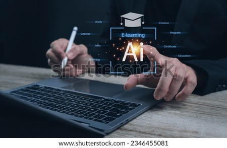 E-learning Concept  With this online online graduate AI course, the Internet for knowledge concepts begins with global creative experiences. Royalty-Free Stock Photo #2346455081