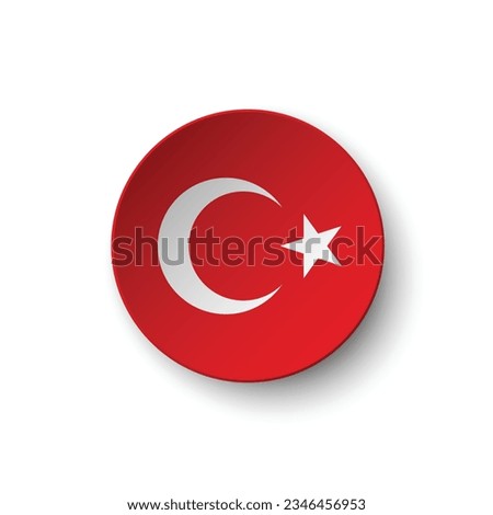 The flag of Turkey. Button flag icon. Standard color. Circle icon flag. 3d illustration. Computer illustration. Digital illustration. Vector illustration. Royalty-Free Stock Photo #2346456953