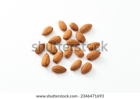 Almonds on a white background.