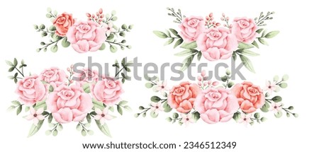 Watercolor floral clip art, elegant flowers for wedding, invitation, birthday and greeting cards 