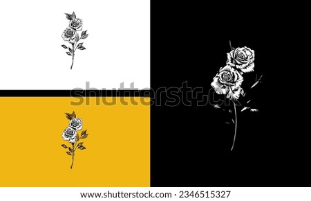 rose flowers vector outline design