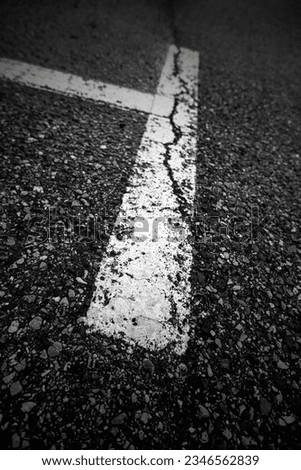 Detail of parking lines on the asphalt, road safety