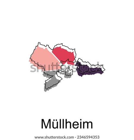 Mullheim City Map. vector map of German Country design template with outline graphic colorful style on white background