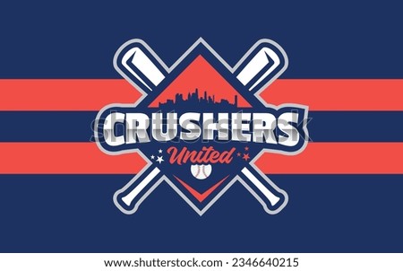 Crushers united baseball team logo and brand identity , Modern professional emblem for a baseball team