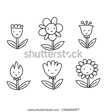 Single color vector set of antistress coloring book of different colors with emotions