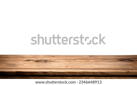 Wooden table with white background