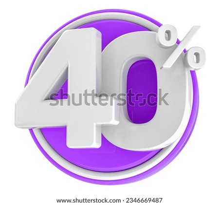 40 Number Purple With White 3D Render