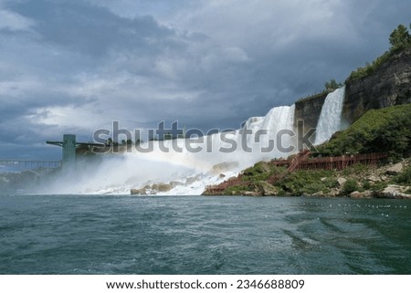 Niagara Falls is a group of three waterfalls at the southern end of Niagara Gorge, spanning the border between the province of Ontario in Canada and the state of New York in the United States