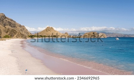 Stretch of sand beach Pink Beach Labuan Bajo