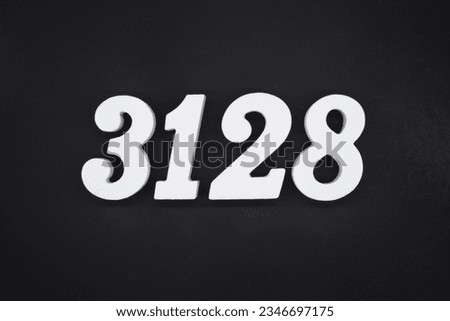 Black for the background. The number 3128 is made of white painted wood.