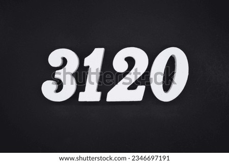 Black for the background. The number 3120 is made of white painted wood.