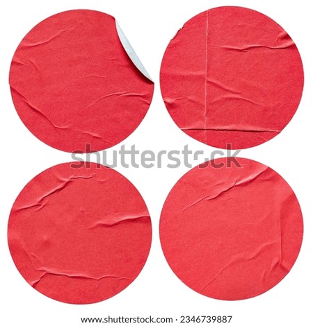 Red circle paper stickers on white background with clipping path Royalty-Free Stock Photo #2346739887