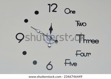 Minimalistic design of wall clock with black numbers