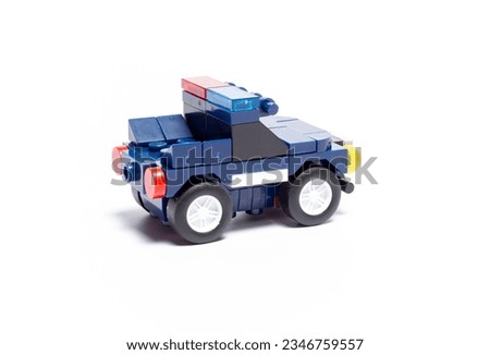 police car toy on white background