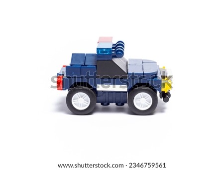 police car toy on white background