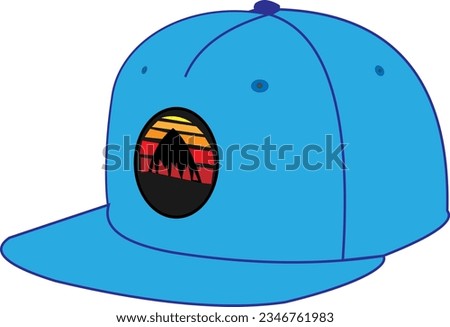 bright colored baseball cap with mountain print