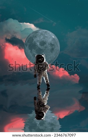 "In this iconic image, a lone astronaut stands as a testament to human achievement and exploration. Against the stark and desolate backdrop of the moon's surface