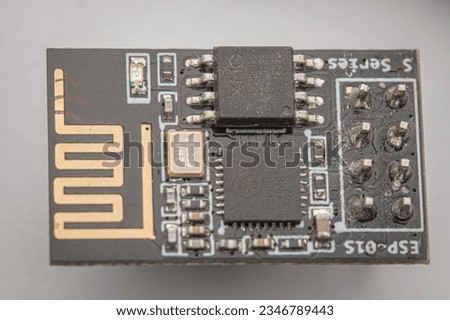 Electronic printed circuit board wireless bluetooth ESP38 ESP8266 espressif development boards arduino  Royalty-Free Stock Photo #2346789443