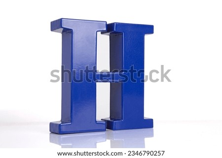 H letter alphabet
H metal letter sign on white background with shadows 
