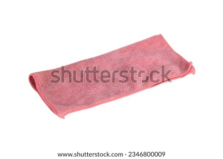 Pink microfiber cloth, on white background. Perfect photo to display for cleaning. Royalty-Free Stock Photo #2346800009