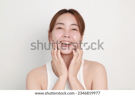 portrait of a beautiful Asian woman in natural beauty Makeup over isolated background