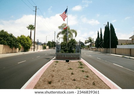 Westminster, California. Westminster is a city in northern Orange County, California, United States. Westminster was founded in 1870. Westminster, California City Entrance Sign. Proud American City. 