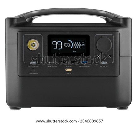 portable portable charging power station on white background in insulation Royalty-Free Stock Photo #2346839857
