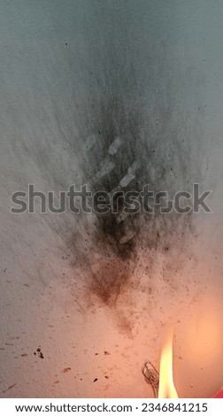 handprints printed on the soot on the wall Royalty-Free Stock Photo #2346841215