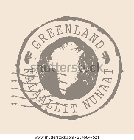 Stamp Postal of  Greenland. Map Silhouette rubber Seal.  Design Retro Travel. Seal of Map Greenland grunge  for your design.  EPS10 Royalty-Free Stock Photo #2346847521